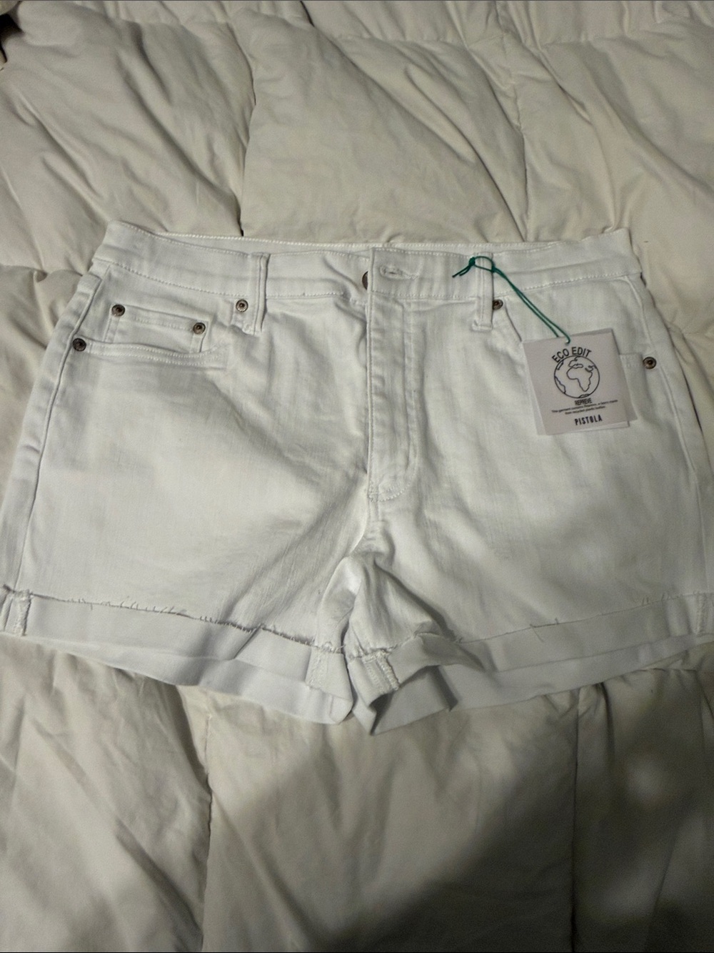 pistola White Rolled-Hem Denim Shorts with Tag